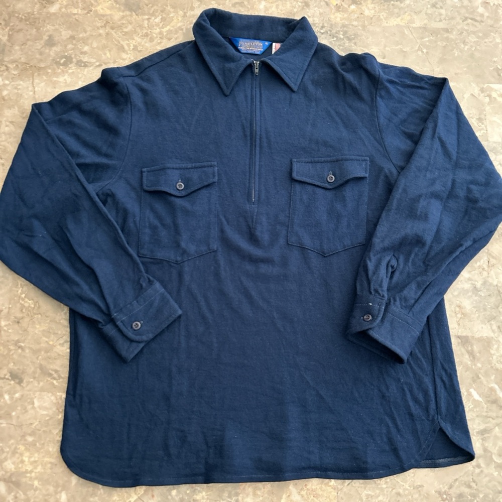 Vintage 1980s Pendleton Virgin Wool Half Zip Shirt Jacket XL